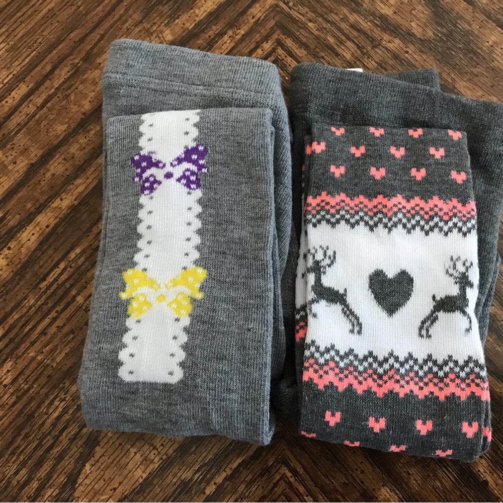 Angelina and Mopas Toddler Girl Tights Size 2T to 3 - 2 Pairs Gray color NWOT